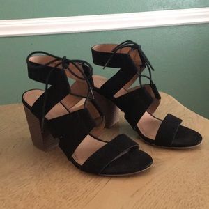 Black suede lace up sandals